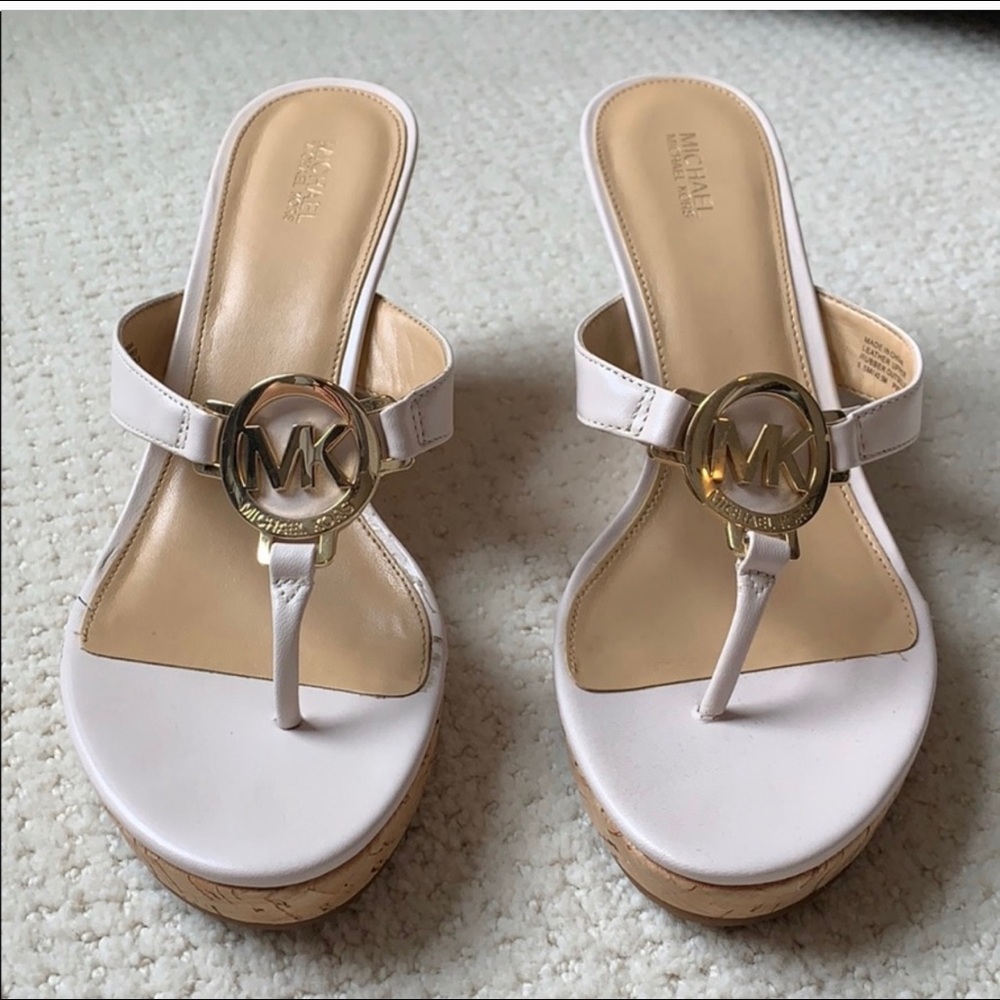 Michael Kors White Cork Wedge Sandal